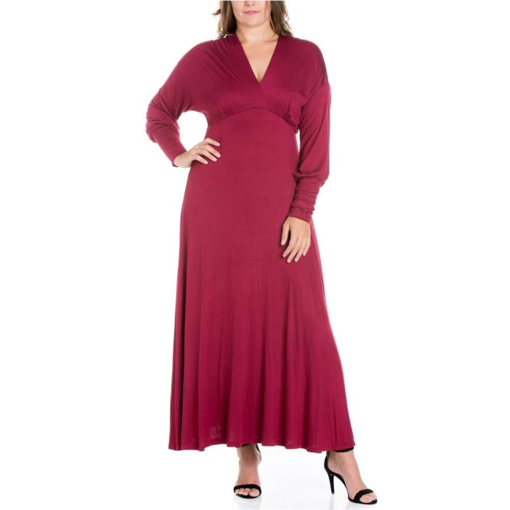 24seven Womens Plus Size Comfortable Fit Maxi Empire Dress, NWT